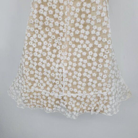 Lulus Charmaine White / Nude‎ Embroidered Mini Babydoll Top Mini Dress Medium - Picture 11 of 13